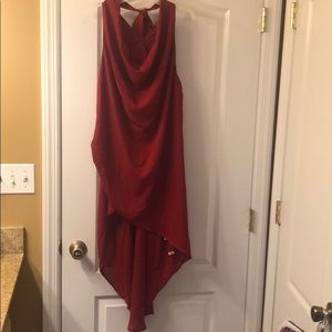 High low dress with scoop neck halter tie